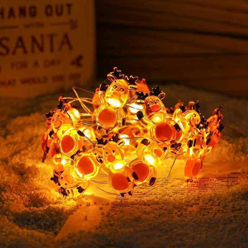Christmas Decorative String Lights: Copper Wire Snowman, Santa Claus, Tree
