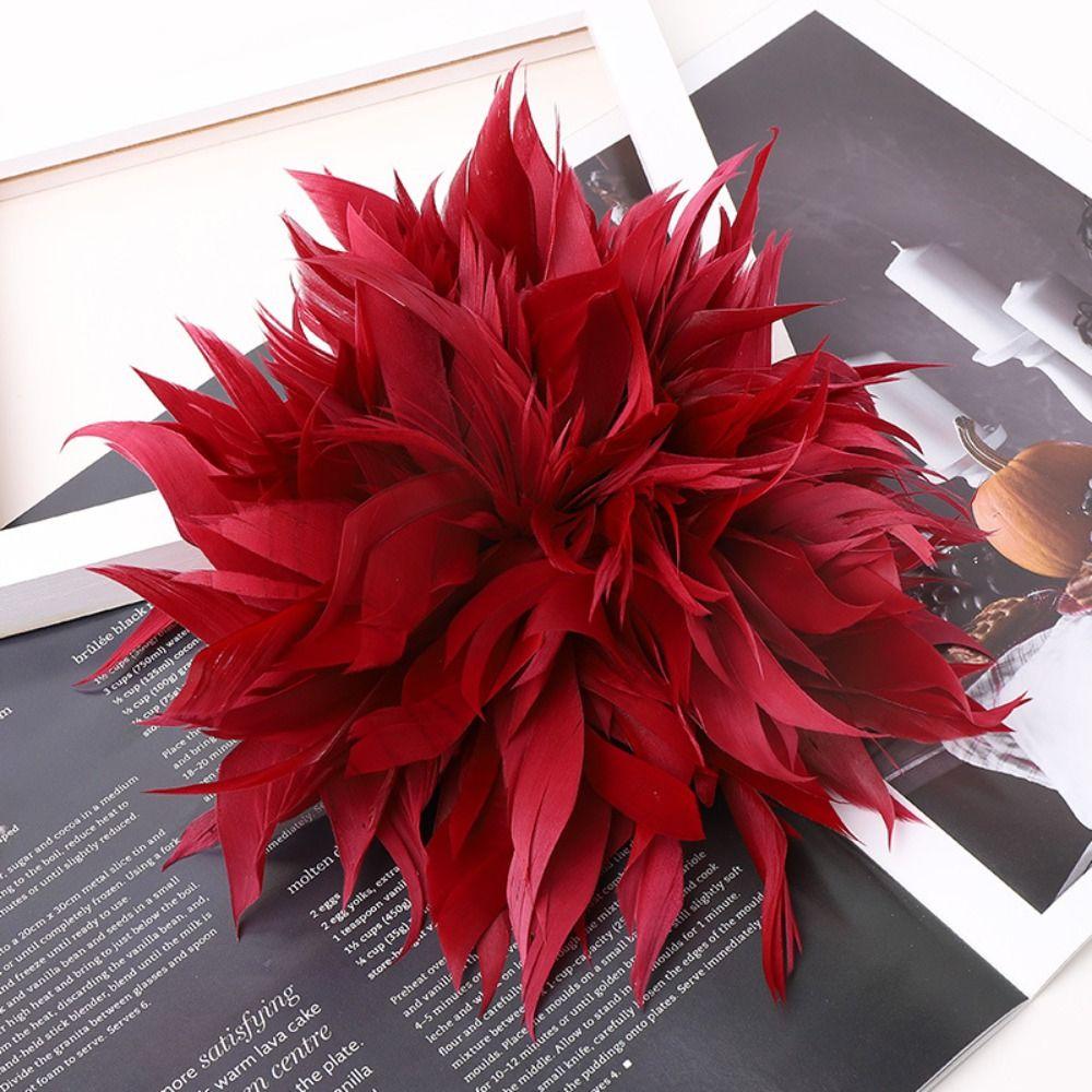 Elegante Flor de Plumas Grande de 18-20 cm Broche de Plumas Hecho a Mano Accesorios Flor DIY Pines de Solapa Boda