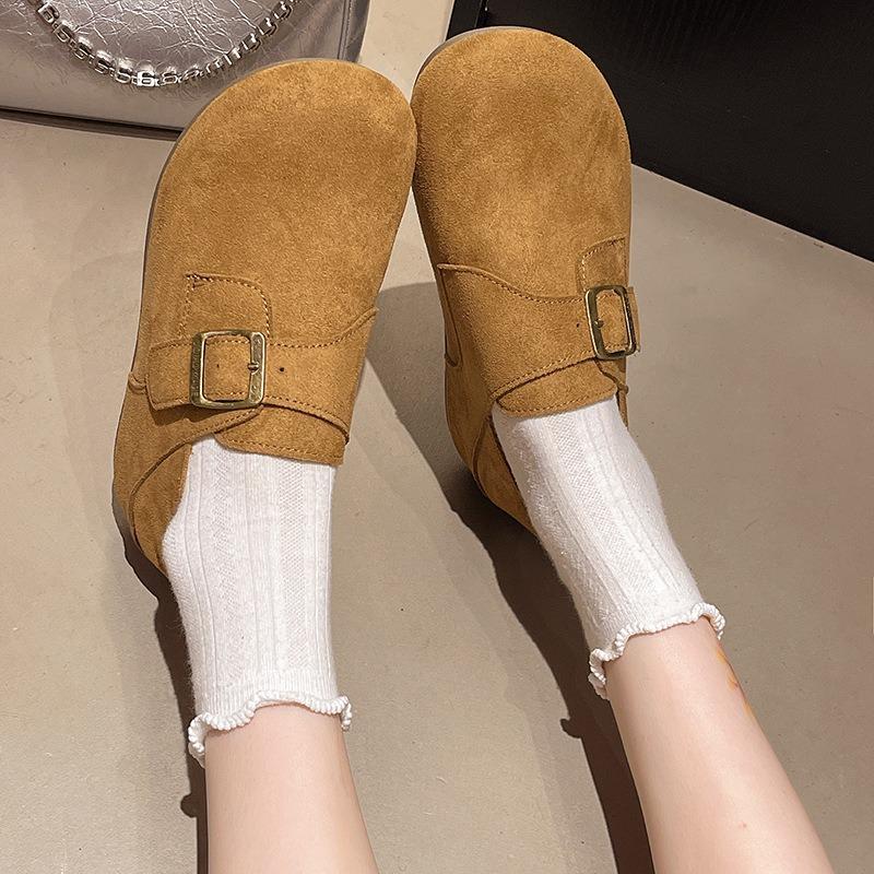 Thick-soled Inner Height Increase for Women's Autumn and Winter New Versatile Casual Two Wear One Pedal Round Head Single Shoes Tide