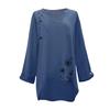 Plus Size Women Casual Long Sleeve Floral Print Loose V-neck Shirt Blouse Top