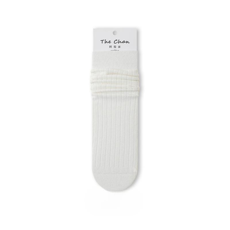 Women's Mid-calf Socks for Autumn and Winter, Solid Color Boneless Anti-pilling Pile Socks, Sweat-absorbing and Breathable Postpartum Socks