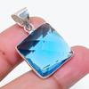 Natural Swiss Blue Topaz Gemstone 925 Sterling Silver Jewelry Pendant 1.18" AP-16383