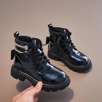 2024 Children Short Boots for Girls Winter New Fashion Korean Style Soft Bottom Anti-slippery Versatile Princess Leather Shoes