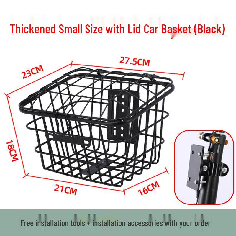 Universal Folding Front Bike Basket - Metal Design for Electric Bikes and More