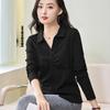 Autumn Women's Solid Colour Cardigan Button Lapel Long Sleeve Polo Shirt