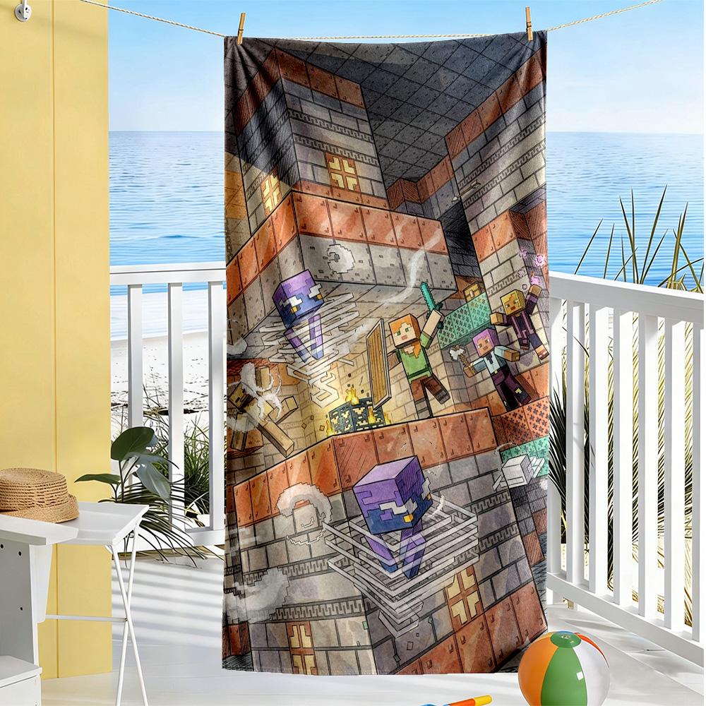 Minecraft Beach Towel Super Soft & Absorbent Comfortable Lightweight Suitable for Swimming, Gym, Camping, Yoga Vacation