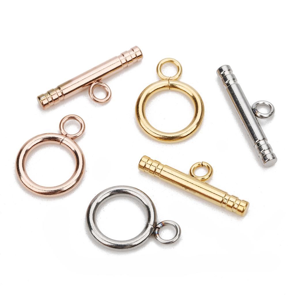 4 Sets Stainless Steel OT Clasps Buckle Round Toggle Clasp Loop Connectors for Jewelry Making DIY Bracelet Necklace Accessories