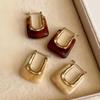 Miki French Retro Geometric Metal Stud Earrings: Versatile Cold Style Fashion Accessories