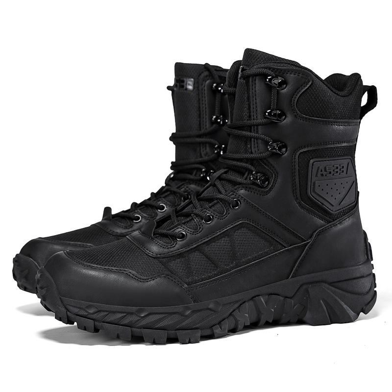 Men s Outdoor Tactical Hiking Boots - Large Size Military Desert Training Boots 47 чёрный