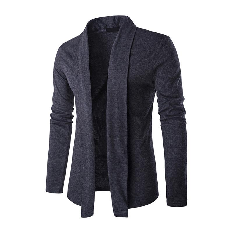 Men S Solid Color Long Sleeve Knit Cardigan No Button