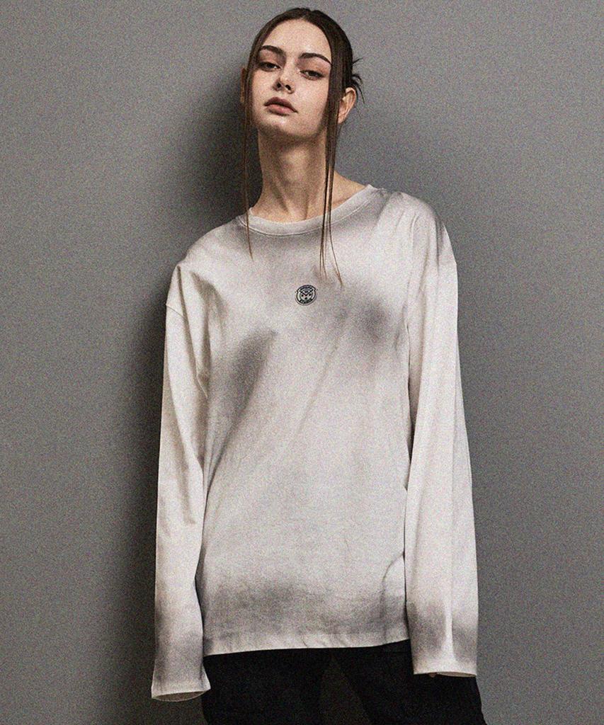 FFEFF STUDIO Stain Washed Signature Long Sleeve T-Shirt (Ivory)