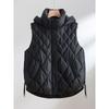 Women's Vests & Waistcoats - Winter Arrival Women's Hooded Sleeveless Vest, Loose Rhombus Quilted Padded Waistcoat, Fashion Versatile Outerwear Top
