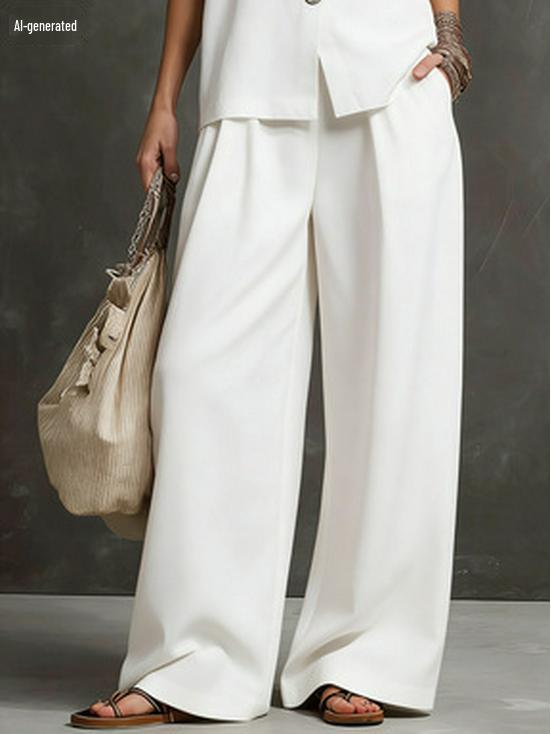 2026 European-American Linen Summer Set: Sleeveless Vest + Wide-Leg Pants - Gentle, Effortless Style