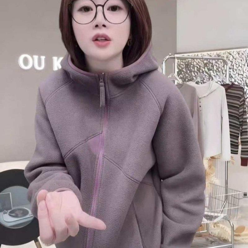 2025 Winter Women s Casual Velvet Hoodie Zipper Cardigan - Warm Versatile Outerwear XL [For 135-155 lbs]