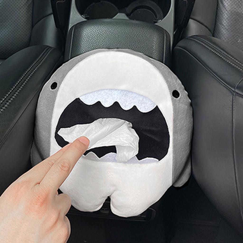 Car Tissue Boxes Creative Cartoon Plush Paper Napkin Case Cute Animals Shark Paper Tissue Box Holder Interior Accessories