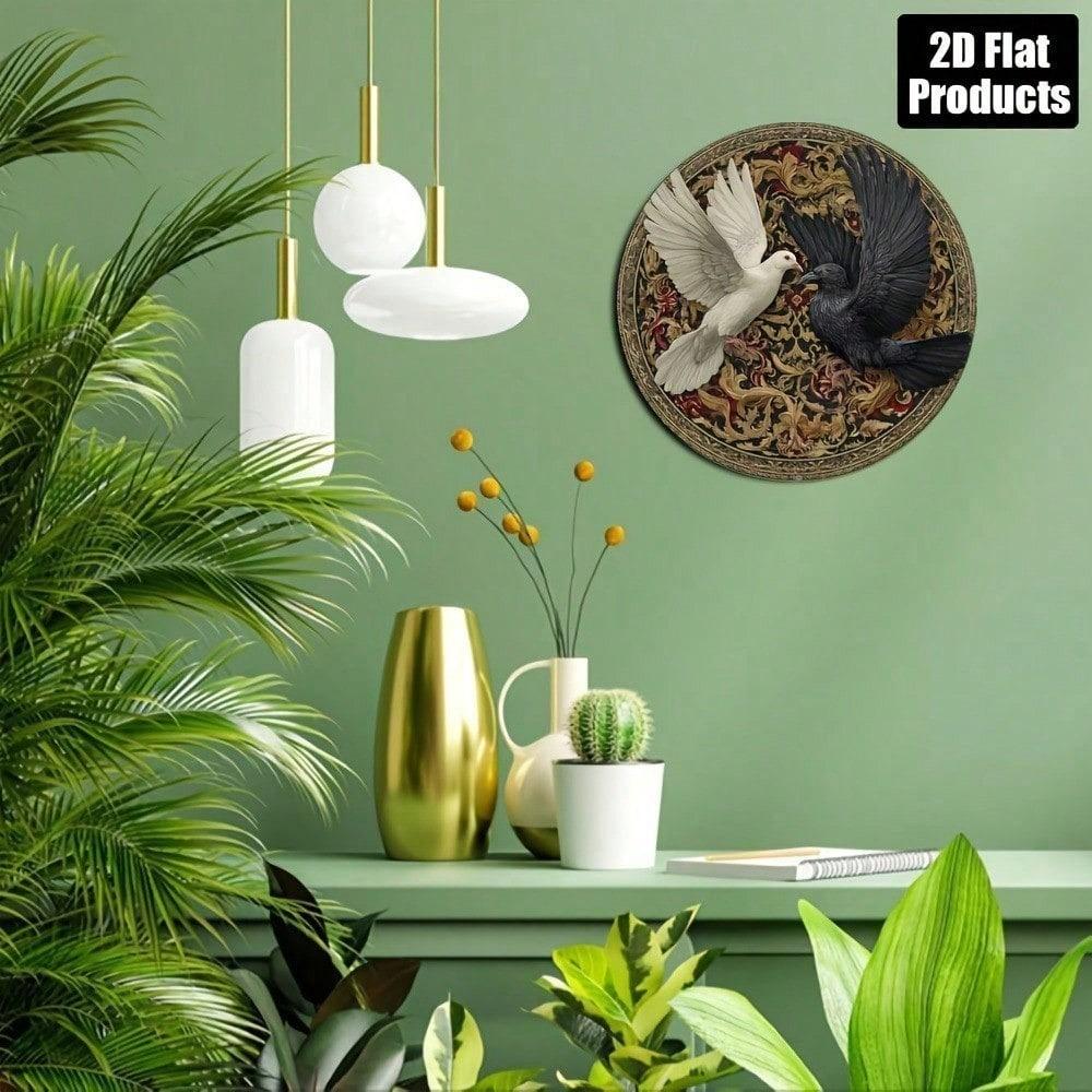 Peace Round Metal Sign 8x8 Inch Aluminum Wall Art Home Bar Cafe Office Halloween Decor Gift