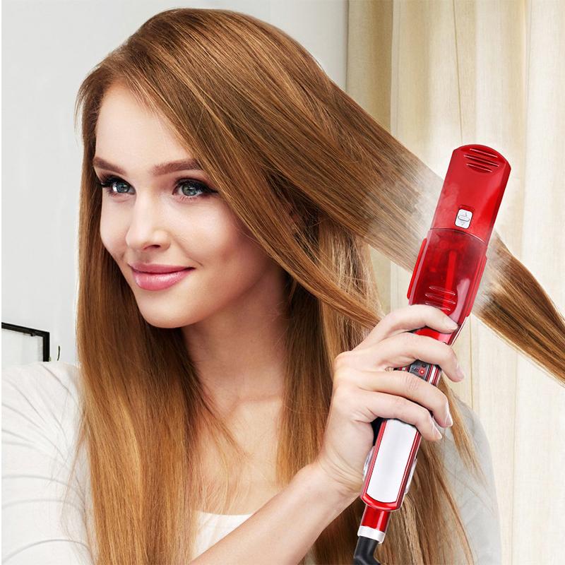 Professional Electric Steam Flat Iron Hair Straightener Titanium Ceramic Hair Straighting Hair Styling Tool