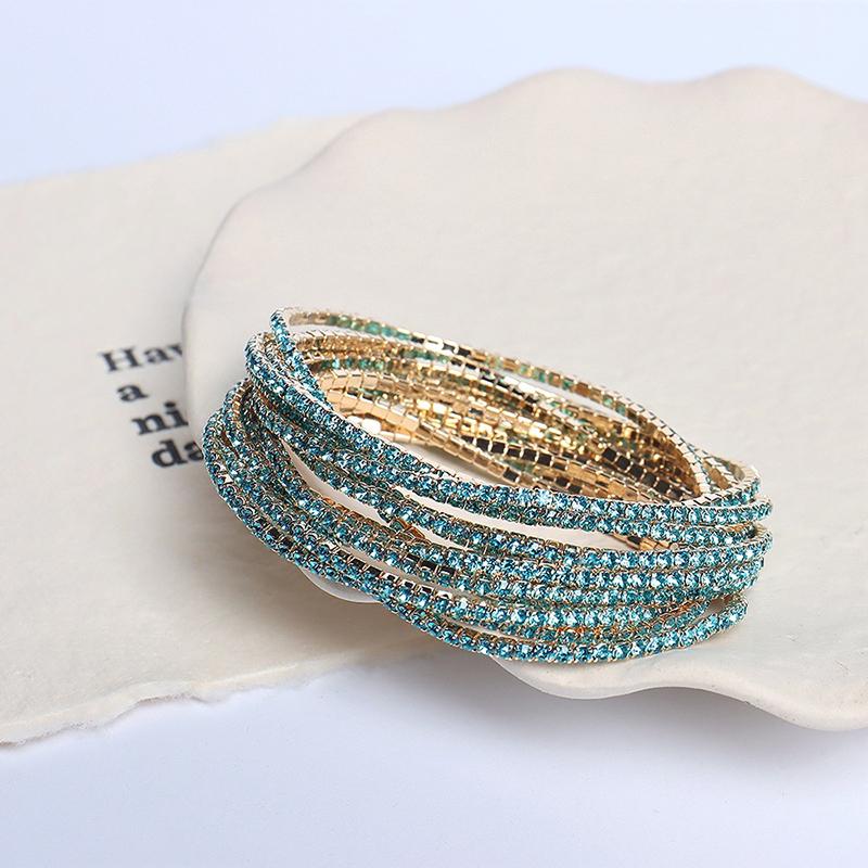 5pcs Fashion Crystal Rhinestone Stretch Bracelet For Women Elastic Wristband Wedding Bracelets Daily Female Jewelry Accessories