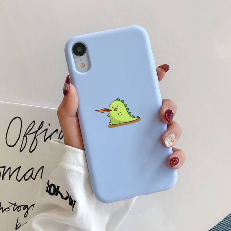 Cute dinosaur Liquid Silicone Phone Case for iphone 13 12 11 Pro Max XR XS X Soft Candy Cover for iPhone 6 6S 7 8 Plus Cases