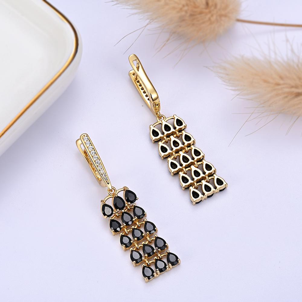 Luxurious and mysterious natural black spinel 925 sterling silver women's earrings for parties and weddings to wear