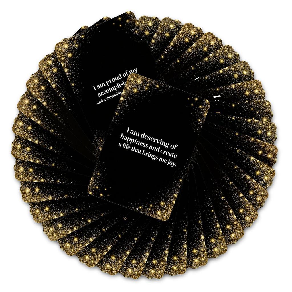 36 Self-Growth Spiritual Healing Card Set Creative Black Gold Positive Energy Inspiring Text Cards