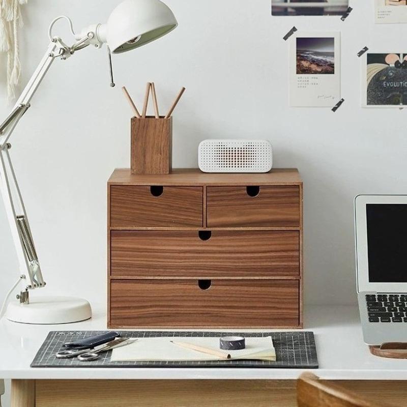 Wooden Storage Box Bedroom Desktop Storage Drawer Dressing Table Jewelry Organizing Box Modern Home Organization Accessories