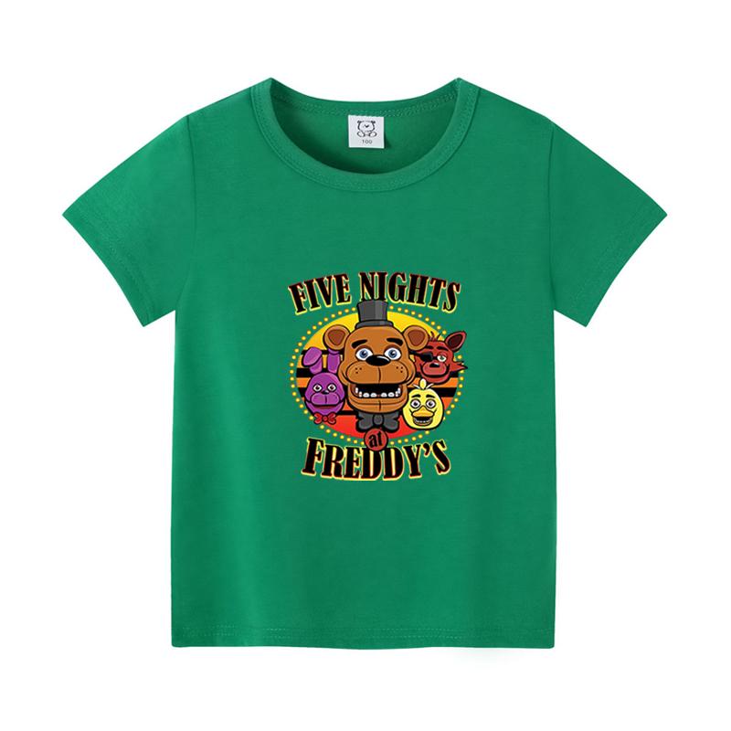 FNAFs Kids Tshirt Summer Breathable Horror Bear Boy Girl Short Sleeves Tops Cartoon Freddy Print Baby Clothes Birthday Gifts