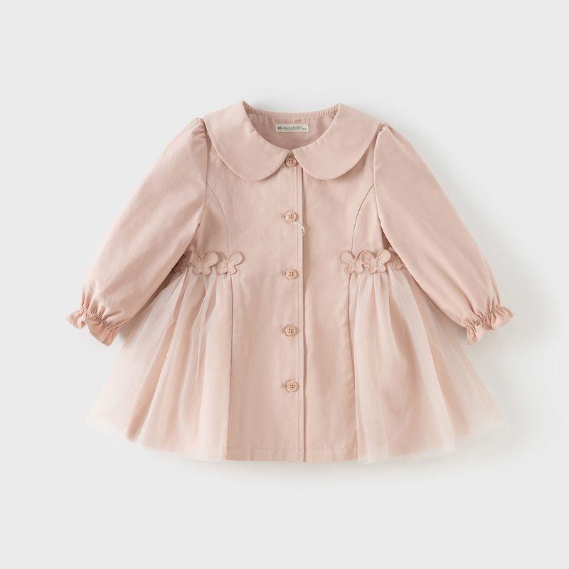 David Bella Children s Mid-Length Trench Coat for Girls, 2026 New Stylish Jacket for Baby Girls, Spring Outfit, Class a Top Gray Pink [Ready in Stock] 110