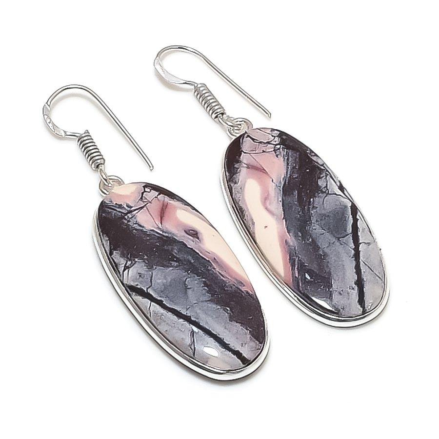 

Natural Porcelain Jasper Gemstone 925 Sterling Silver Jewelry Earring 2.01 M1y08