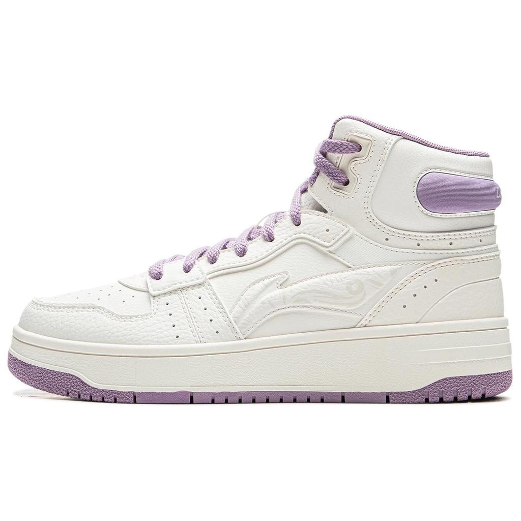 New LiNing Tianji SOFT HI Anti Slip Wear Resistant Mid Top Skateboard Shoes Women's Mist White AGCU334-1