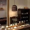 Vintage Nordic Corrugated Paper Round Shade Cord E27 Hanging Lamp Indoor Decoration Brown Pendant Light Fixture Restaurant