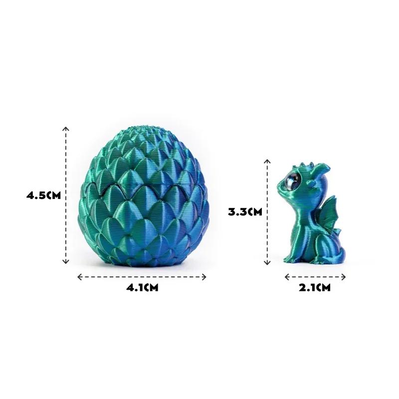 Q Version Creative 3D Printable Hatchable Mini Dragon Egg Set Hatchling Model Halloween Easter Gifts & Desktop Decorations