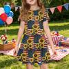 Girls Independence Day Printed Short Sleeve Dress with Pocket Casual Summer Toddler Skater Dress for Kids