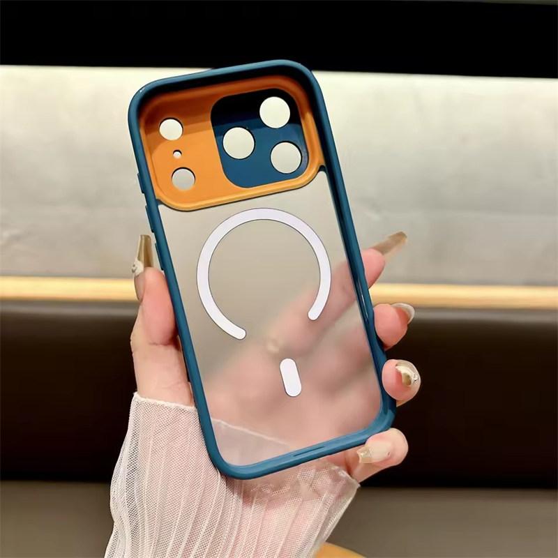 For Magsafe Large Window Camera Protection Magnetic Phone Case For iPhone 17 Air 16 E 15 14 Plus 13 12 11 Pro Max Shock Cover