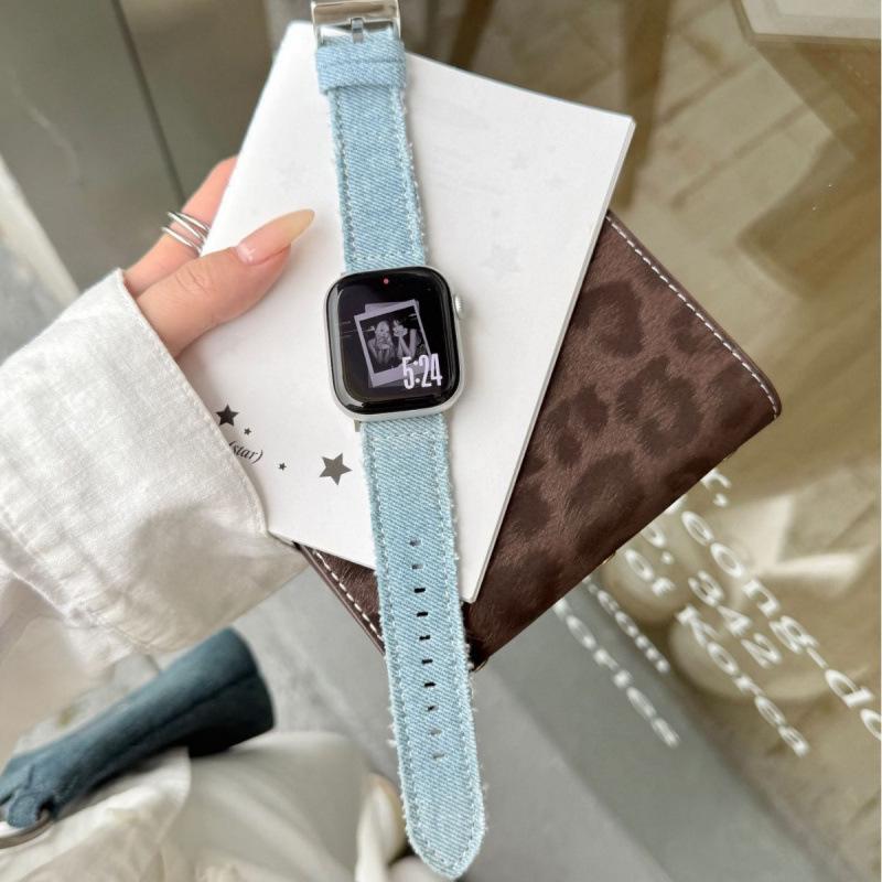 Compatible Denim Leather Band for Apple Watch Series S11, S10, iWatch 9876SE, Huawei FIT4, Xiaomi 9 Pro