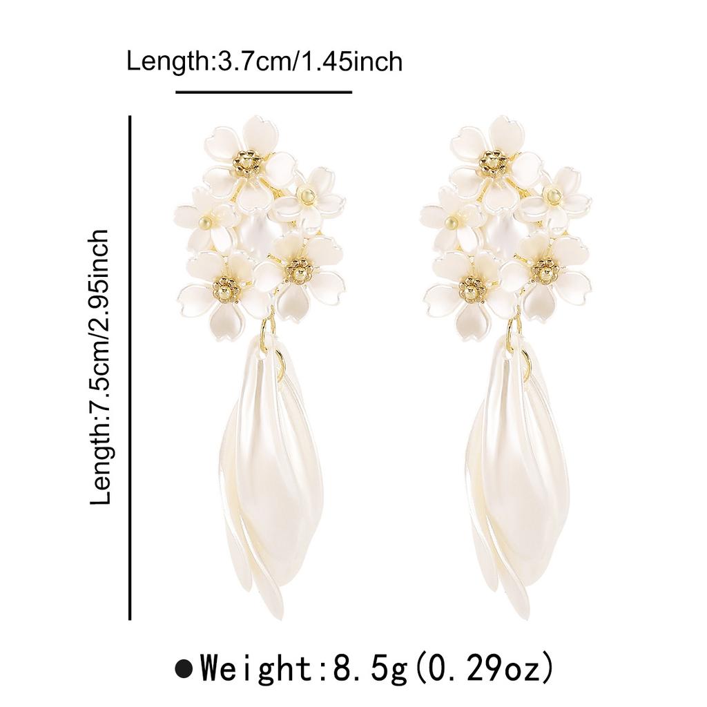 Summer Hot Selling French Flower Pearl Stud Earrings Elegant Lady Style Fashion Temperament Versatile Ear Jewelry For Women