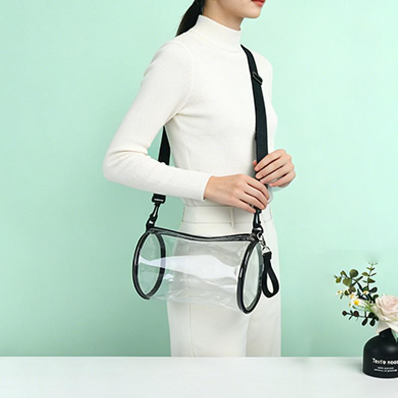 Transparent Laser Crossbody Bag For Women Cylindrical Fashion Mini Shoulder Messenger Bag PVC Jelly Small Tote Bag