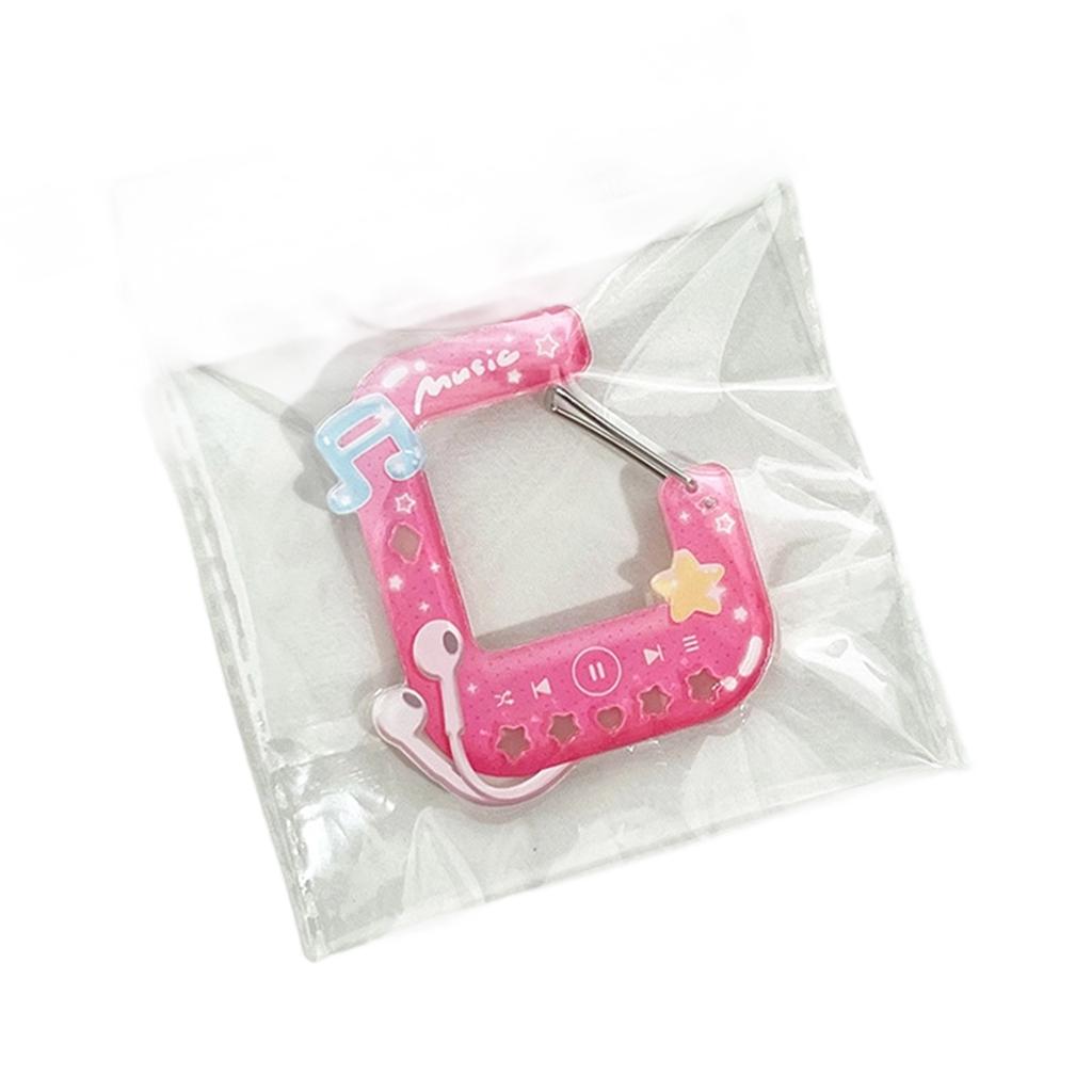 Cute Anime Music Player Keychain Hollow Carabiner Backpack Charm For Girls Aesthetic Acrylic Climbing Hook Accessory
