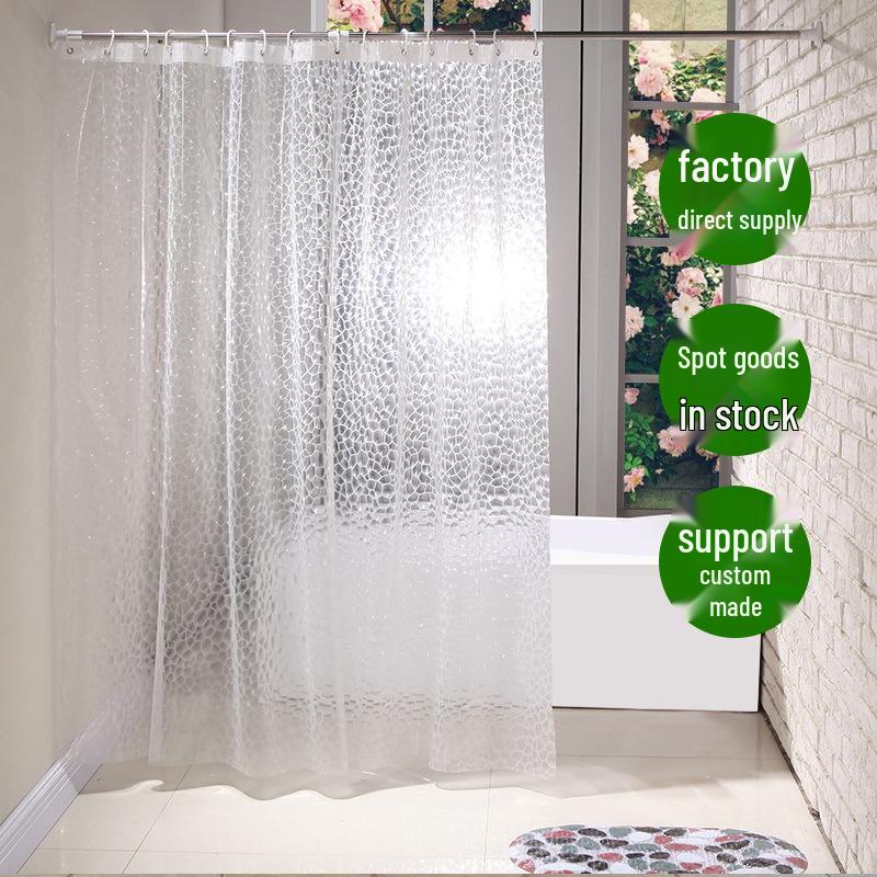 3D EVA Waterproof Water Cube Shower Curtain for Bathroom, Dorm & Public Showers