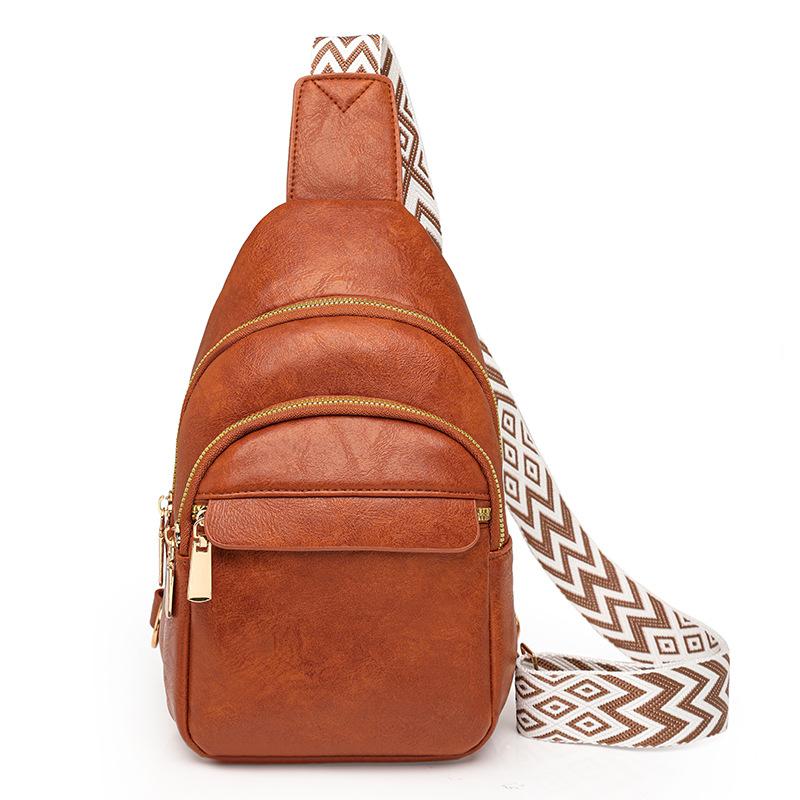 Мягкая кожаная нагрудная сумка, уличная сумка через плечо, ретро женская сумка через плечо коричневый