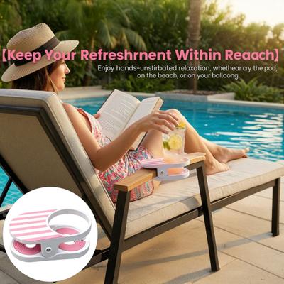 Yousheng Clip-On Drink Holder for Chair, Portable Cup Holder for Beach Chair Patio Table, Striped Outdoor Clamp On Beverage Caddy for Pool Cruise