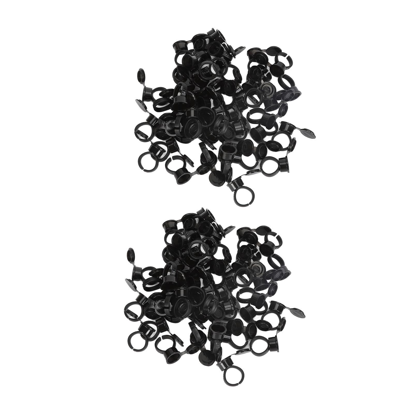 100 pièces Gobelet à encre de tatouage jetable avec couvercle anti-poussière Gobelet à pigment pour microblading pour cils noir