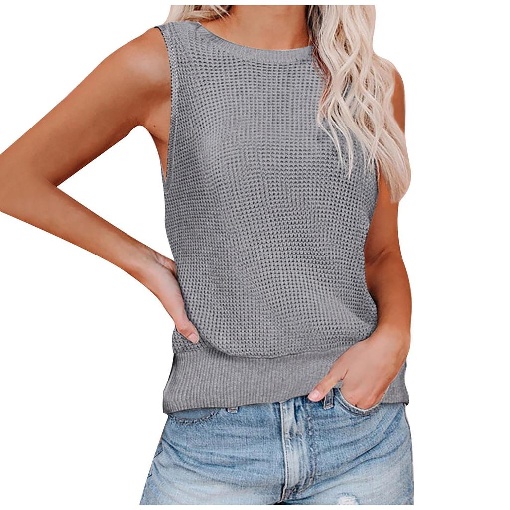 Women's Round Neck Knitted Long Sleeve Color Block Pullover Sweaters S-XXL