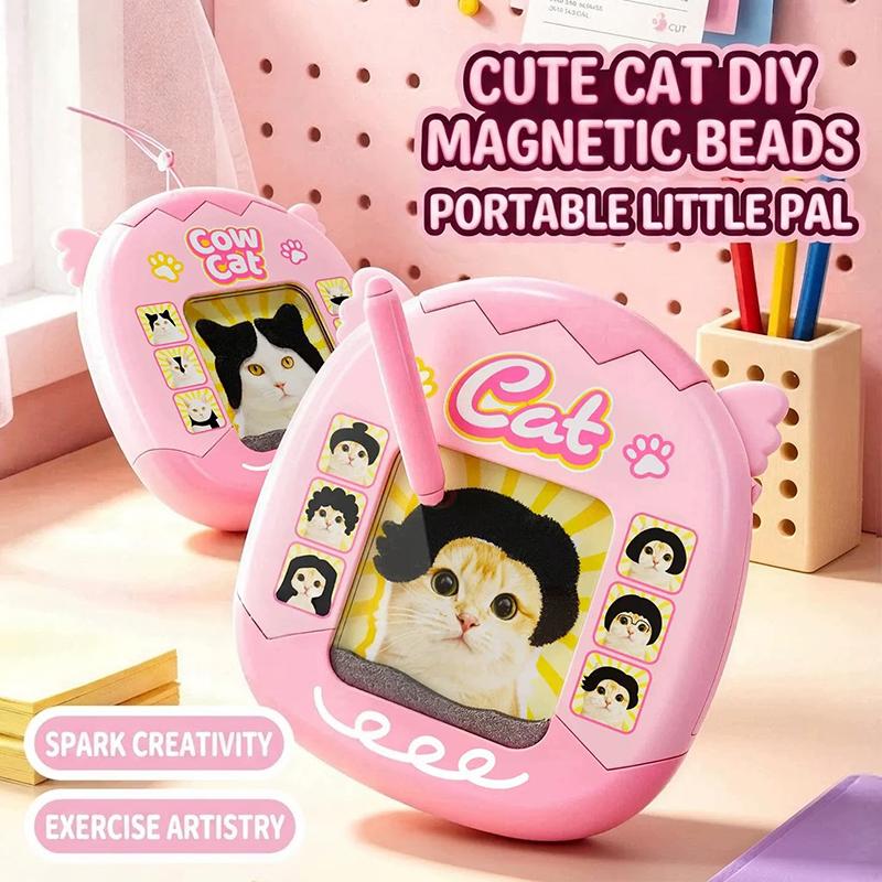 Fidget Diy Hair Style Keychain Funny Mini Magnetic Drawing Painting Board Steel Bead Creative Cat Styling Pendant Car Pendant