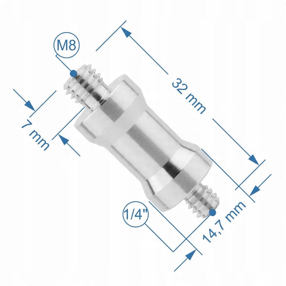 Adapter, Tripod Reduction Sleeve 1/4" To M8, Aluminum, for 32 Mm Tripod