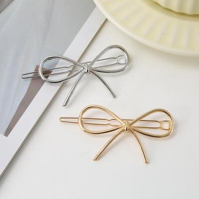 Elegant Smooth Metal Bow Hair Clip - European & American Style Women's Accessory