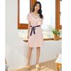 Cotton and Silk Nightgown Women's Summer New Pullover Short-sleeved Pajamas Spring and Autumn Large Size Contrasting Color Lace-up Loungewear Women