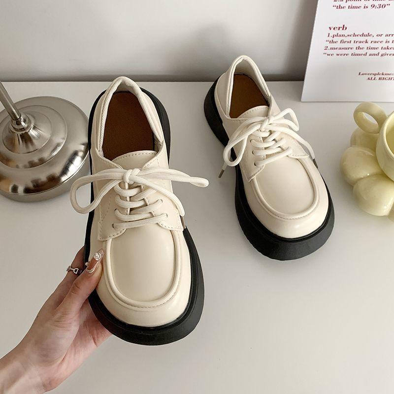 Black big head and small leather shoes women's spring 2025 new Japanese jk loafers British style muffin platform shoes
