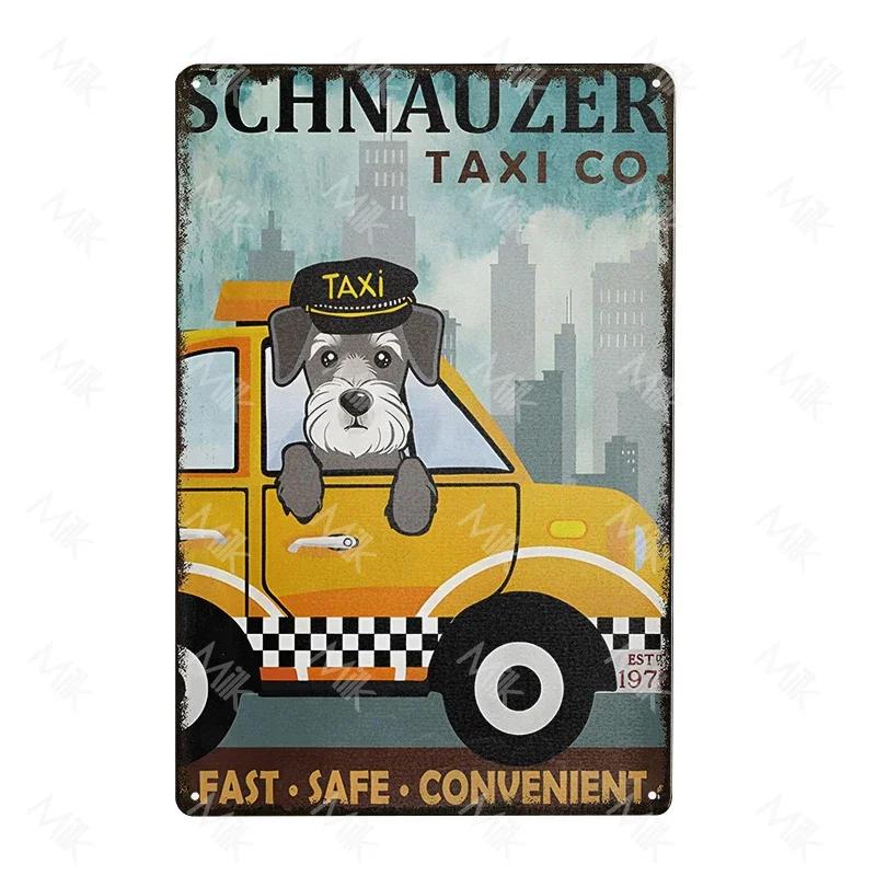 Schnauzer Dog Metal Sign Dachshund Coffee Metal Plate Vintage Style Wall Stickers Metal Poster Cartoon Sweet Home Outdoor Decor