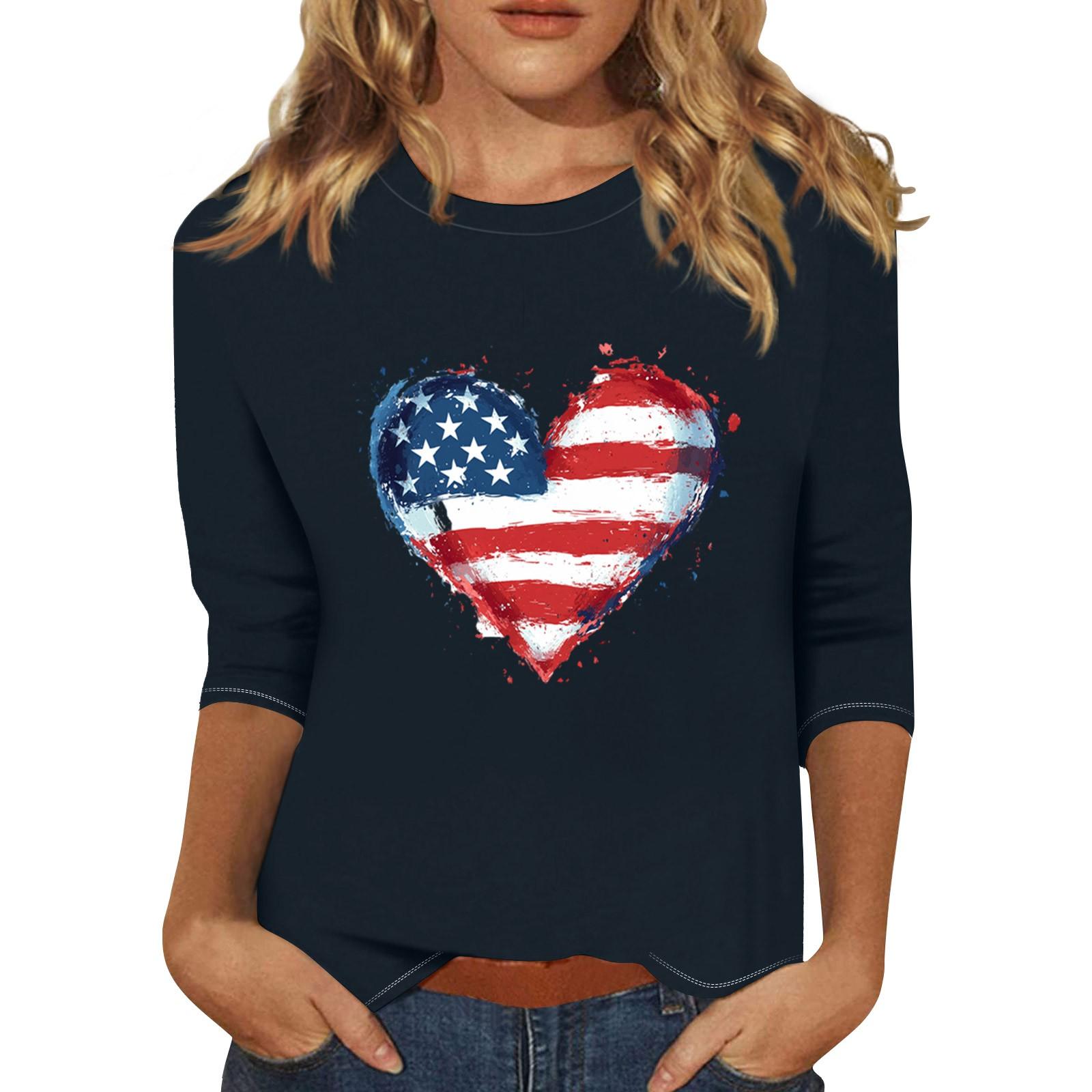 

Женский топ с круглым вырезом и принтом, футболка с рукавами три четверти Футболка с рукавами три четверти S